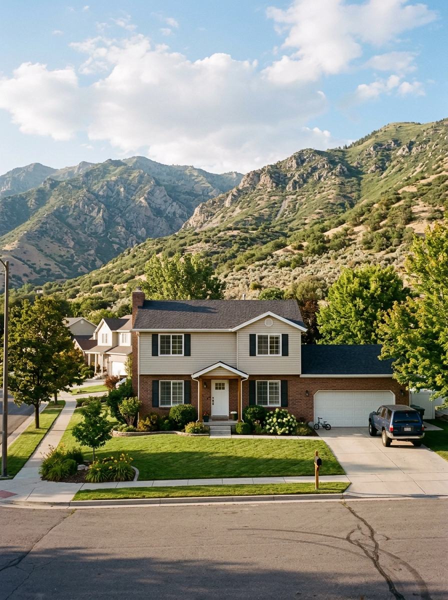 Two-story home against the foothills in Centerville, Utah