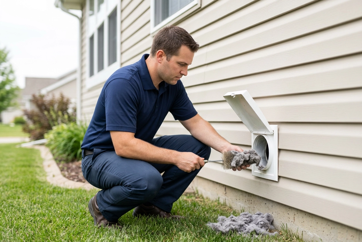 Cleaning a dryer vent to the exterior