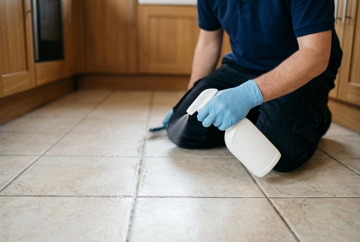 Pre-treating grout lines