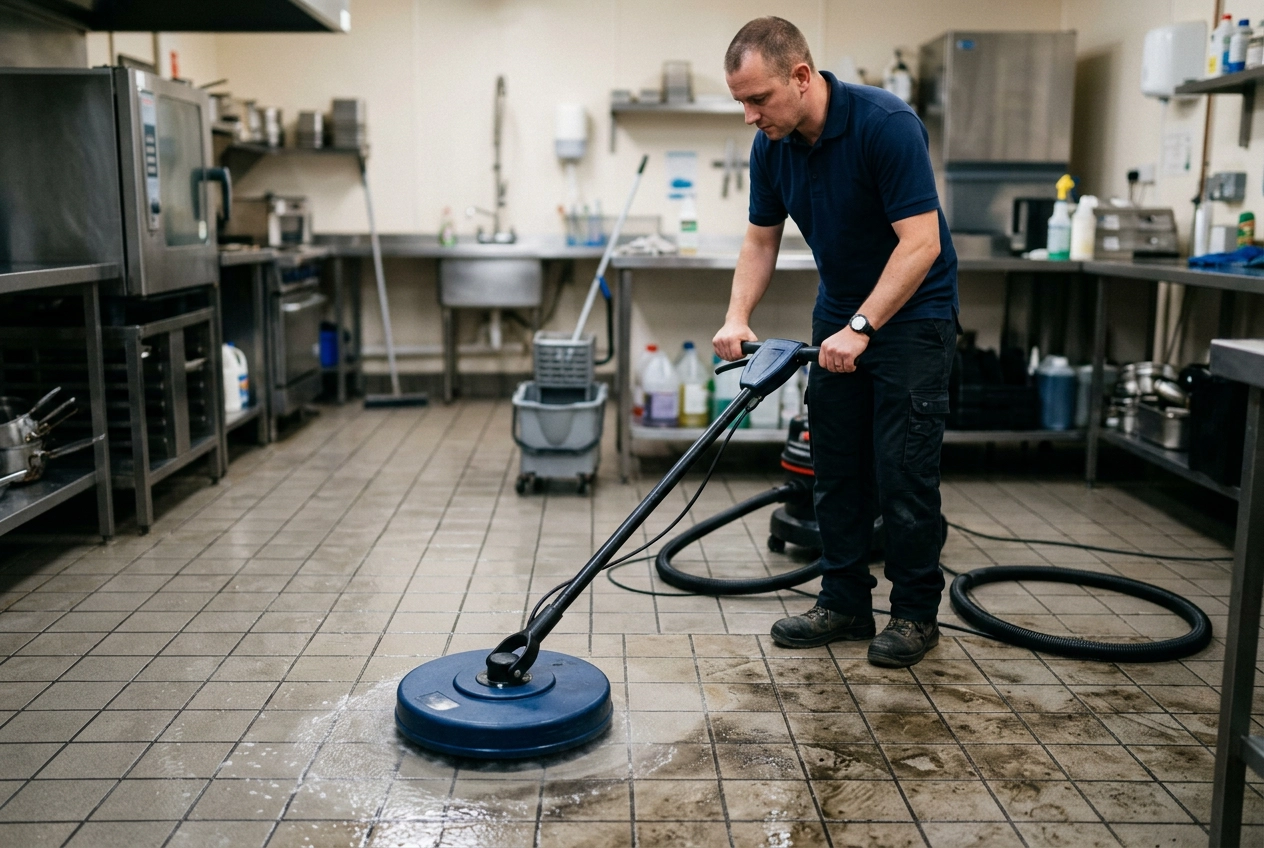 Steam cleaning tile with a spinner tool